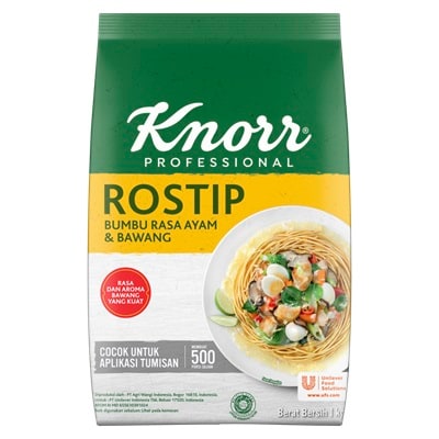 Knorr Bumbu Pelezat Rasa Ayam Rostip 1Kg - Penyedap yang diperkaya bawang putih & lada asli untuk aroma rasa tumisan terbaik.